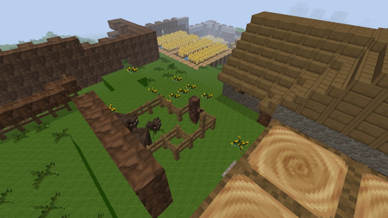 Village With Surrounding Walls. Minecraft Map