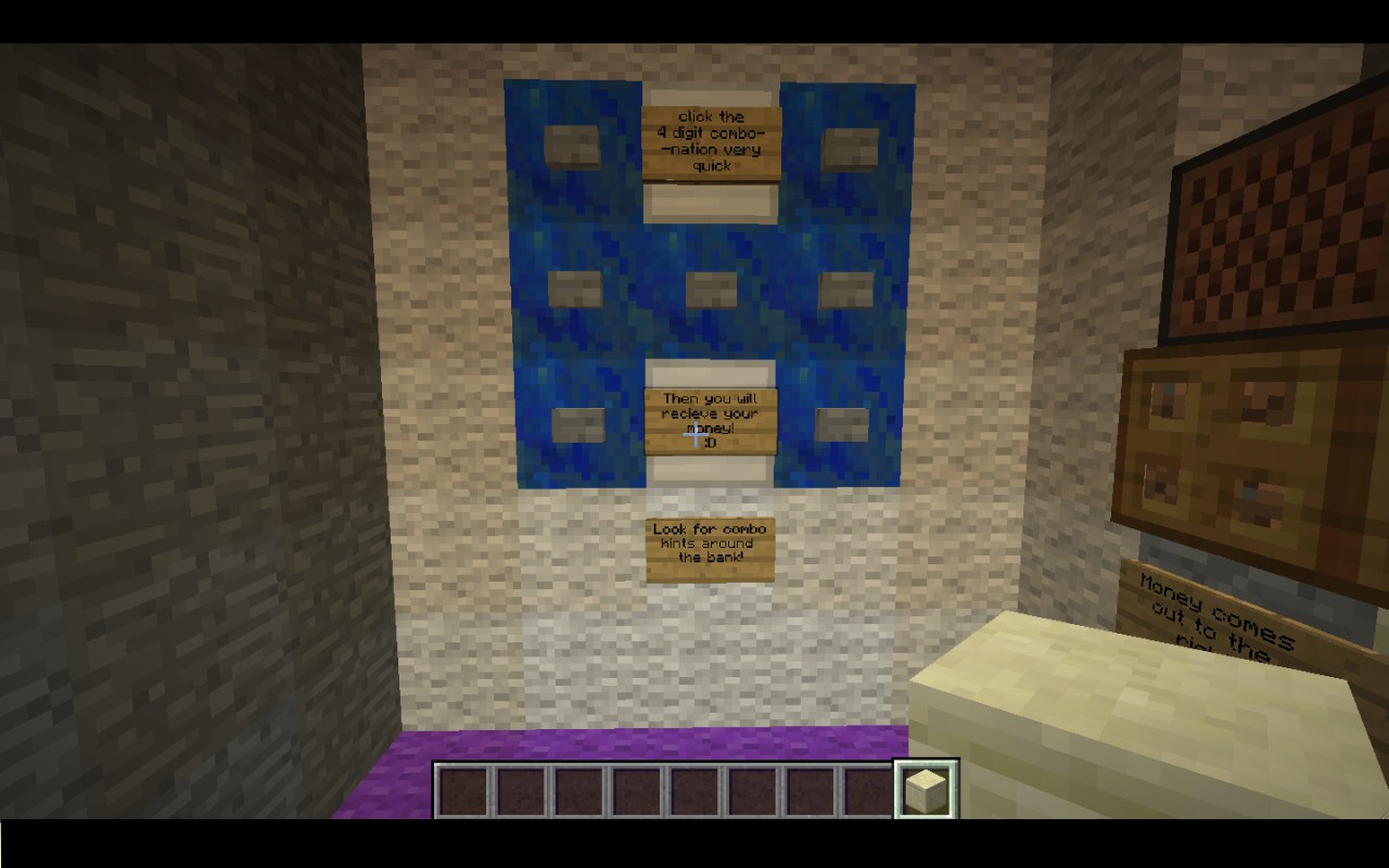 Minecraft bank (with working 4 digit combo lock!) Minecraft Map