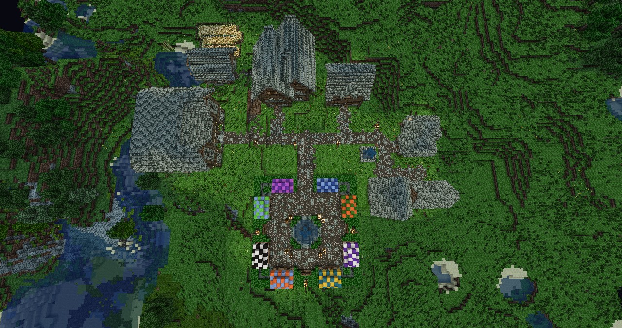 Birds-eye view of the town