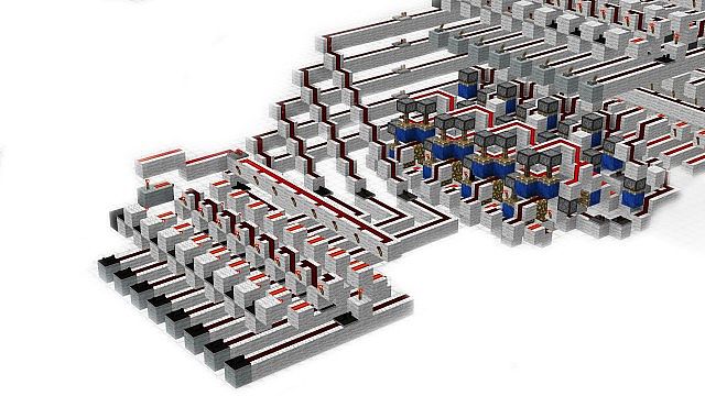 Connected here is a Robot-to-Redstone interface; the 'Robot' is a special block part of the MC-MOD 'Computer Craft', robotic support can drastically speedsup the construction and evaluation of Redstone processors; Lets get a Robot right now !..