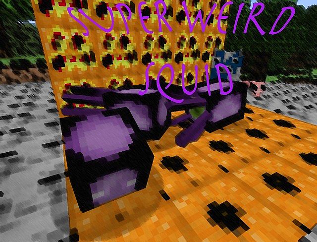 Purple squids with Herobrine eyes