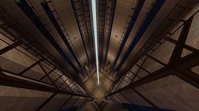 Inside the top of the building, looking down
