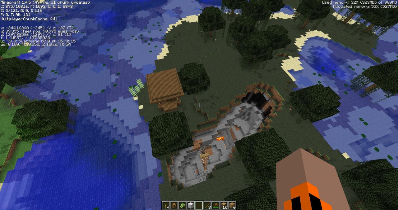 1.10 SEED Witch Hut with Mineshaft Ravine Right Outside! (Near Spawn