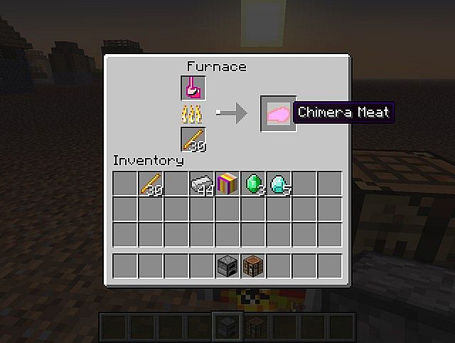this last can be "cooked" to make chimera meat, that restores 5 hunger bars