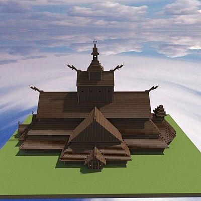 Viking Stave Church Temple 10th Century Minecraft Project