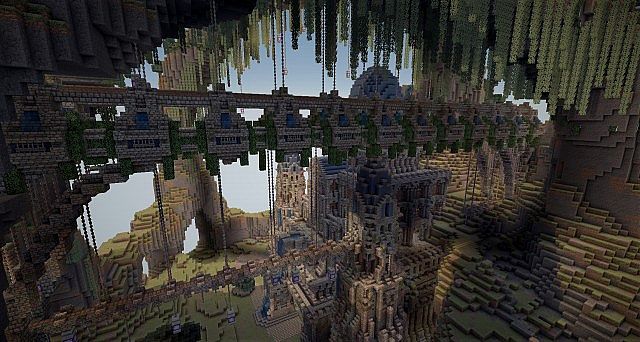 Fantasy Islands with Abandoned Castle and Steampunk 