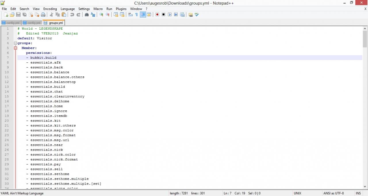 minecraft bpermissions groups.yml