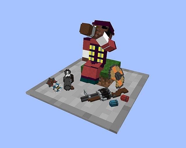 Demoman and his weapons.