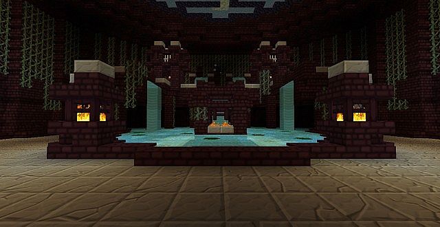 A fountain decoration in the spawn.