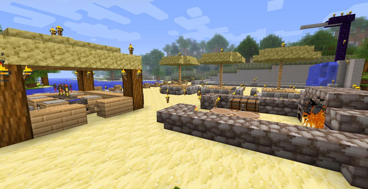 Beach Huts and Pool Minecraft Map