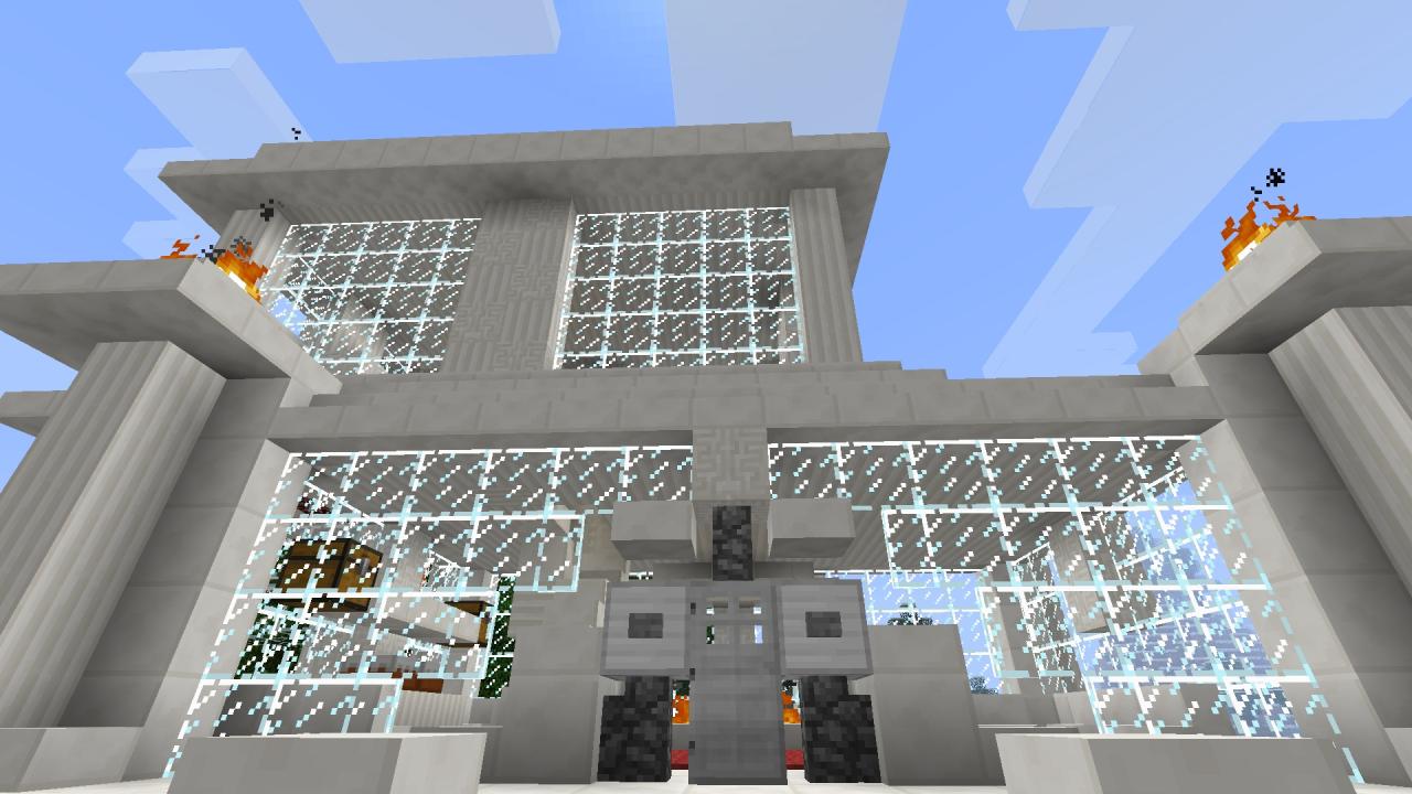 Modern House Quartz, Fireplaces, Great Views, Bridge Minecraft Map