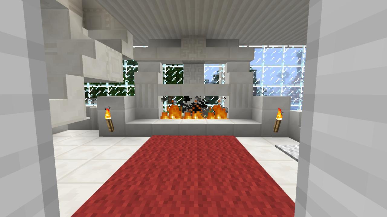 Modern House Quartz, Fireplaces, Great Views, Bridge Minecraft Map