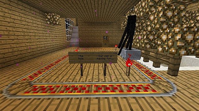 The pet Enderman Stalker, riding The Ride.