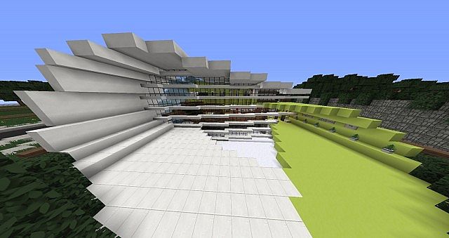 minimalistic curved modern lime house minecraft project