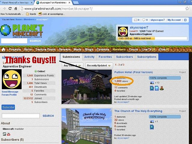 Thank you for 1000 views!!!