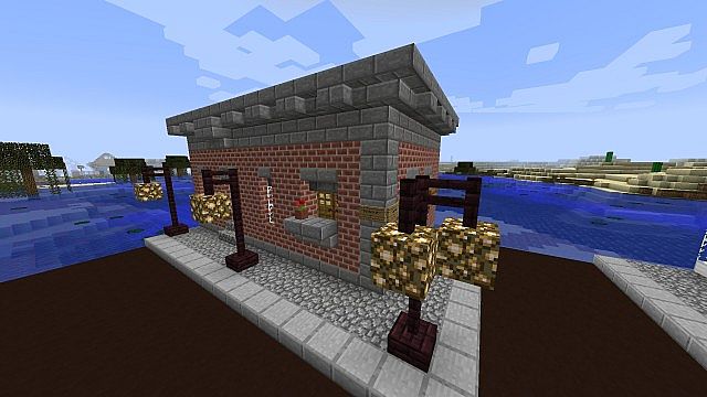The faade of the brick building