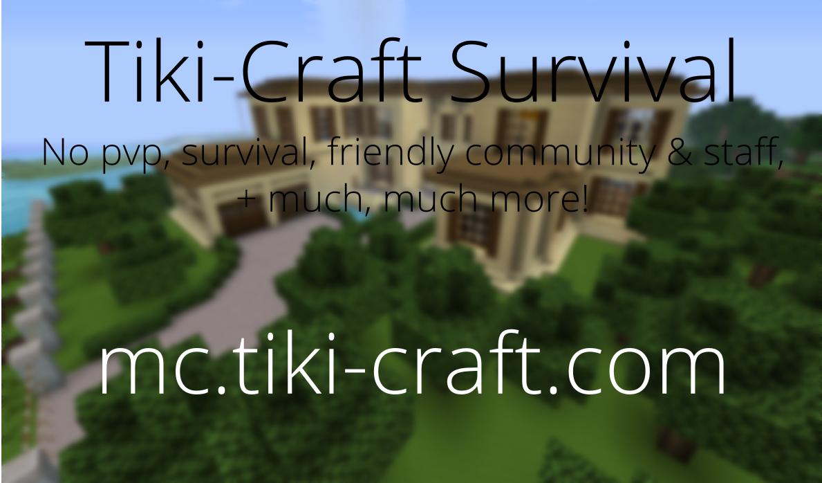 tiki craft 24 7 no pvp friendly community minigames 5000