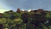Aerial of the jungle oasis and the mesa desert ahead