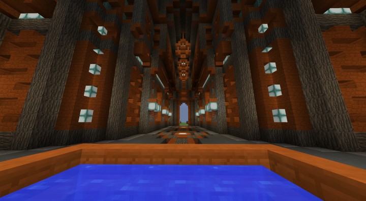 A view down one of the four hallways. All identical