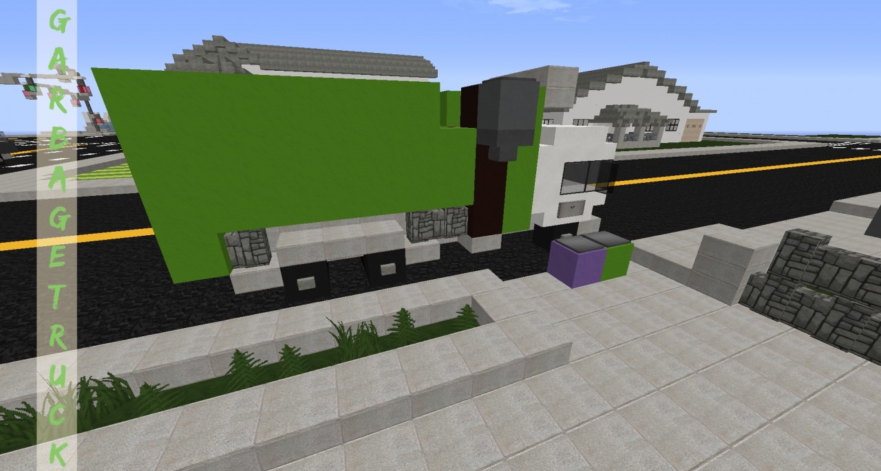 [ Minecraft Vehicles ] Garbage Truck Side Loader Garbage Cans
