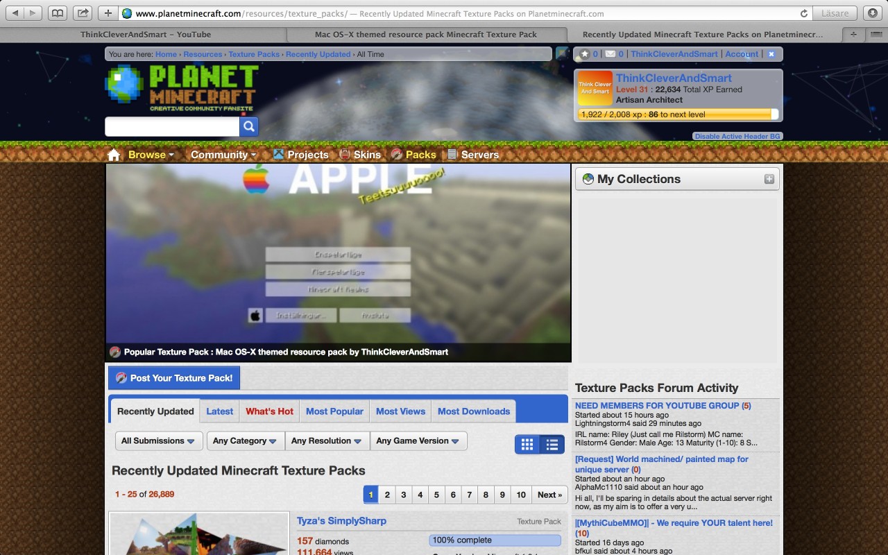 Mac OSX themed resource pack Minecraft Texture Pack