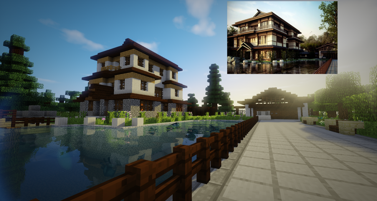 [DS] Japanese Onsen/Inn with zen lake Minecraft Map
