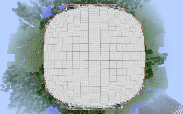 The oval roof of the arena