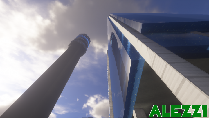 Torre Entel y su reflejo en el Edificio Corporativo