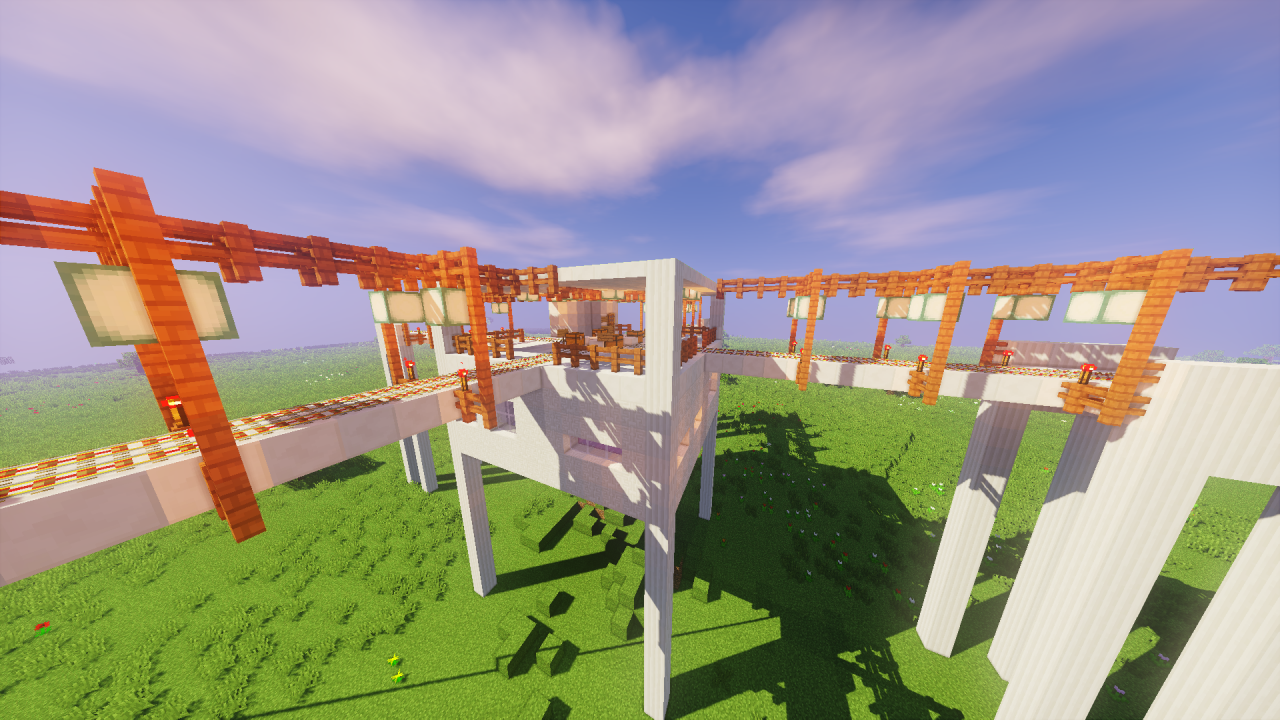 Redstone Powered Raised Rail System and base Minecraft Map