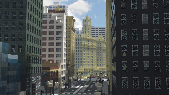 Looking North from around Michigan Ave and Lake St towards the Wrigley Building