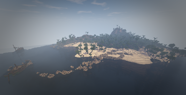 The Ancalagon she was broken in two pieces further away from here on a reef which protects the island, she rests now on beach head rocks slowly decaying