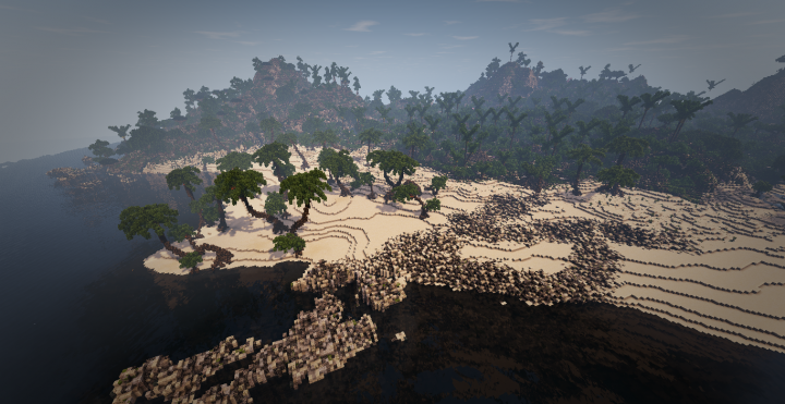 beach with the valley forest behind it
