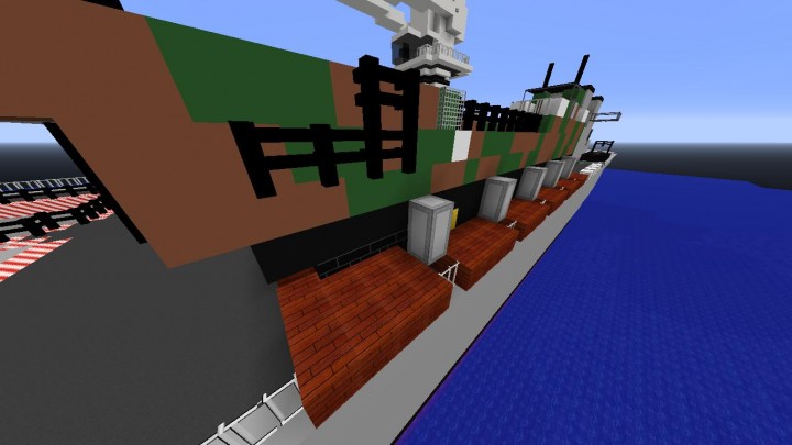 iron blocks, brown wool, black wool, green wool, nether brick fence, iron trapdoor, spouse wood blocks