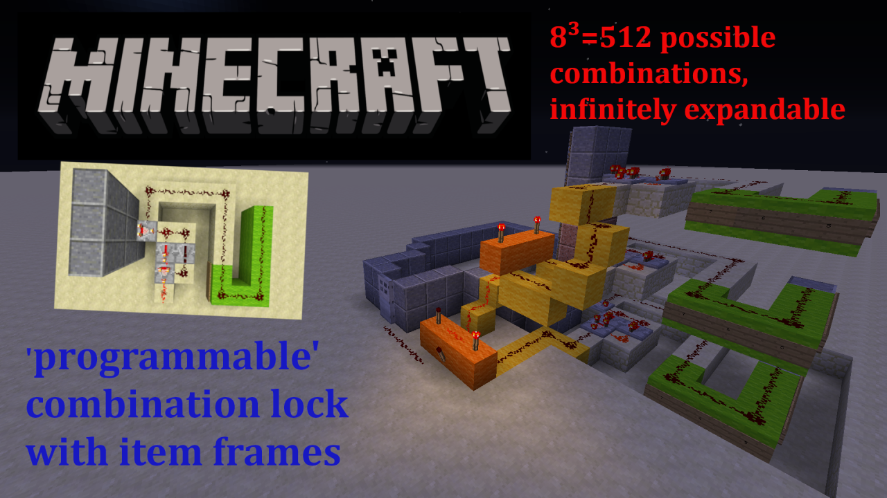 Minecraft combination lock (programmable) with item frames Minecraft Map