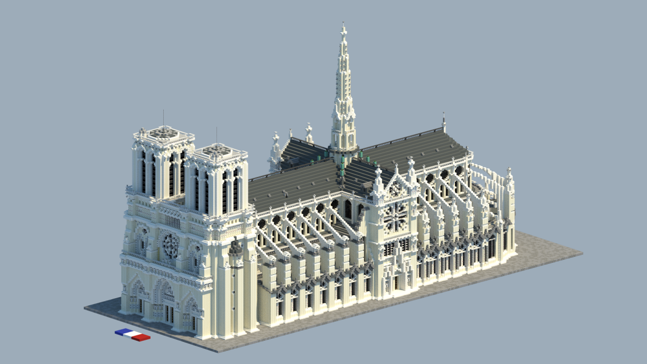 Catedral de Notre-Dame, em Paris. Imagem: planetminecraft.com