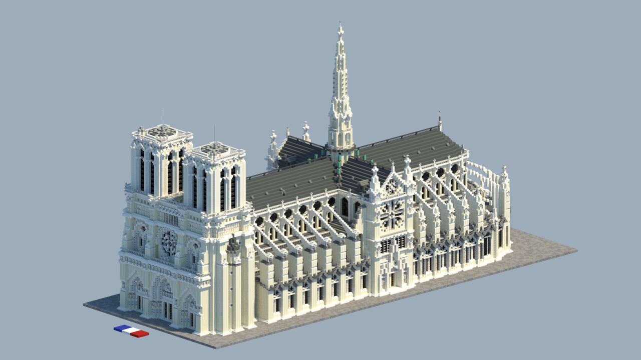 Catedral de Notre-Dame, em Paris.  Imagem: planetminecraft.com