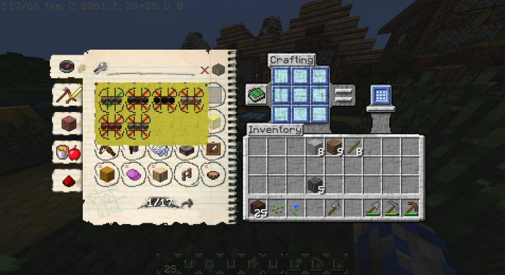 New crafting table gui and yellow sticky note look for "right-click menu" in recipe book