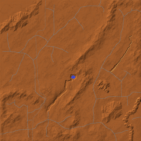 6K x 6K World Map, Mountain ranges, canyons and road systems are visible