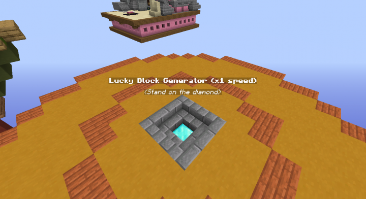 The inner islands has diamond generators that generates lucky blocks!