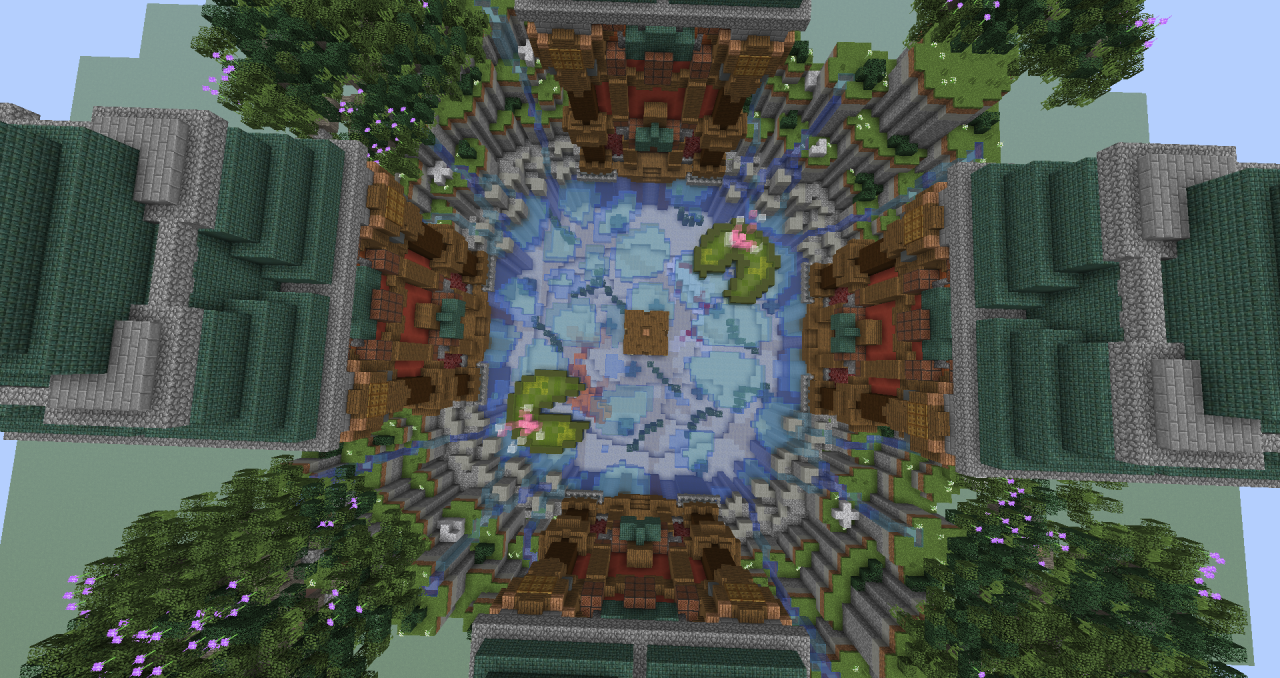 Koi Fish Pond Hub 100x100 Minecraft Map
