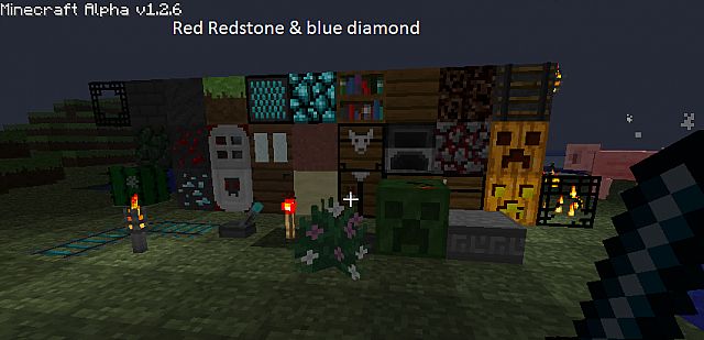 these are all the blocks in the (redstone & blue diamond) pack
