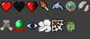 From Top left Instant Health, Instant Damage, Regeneration, Saturation, Dolphins Grace, Conduit Power oudated, Slow Falling, Raid Omen, Hero of the Village, Darkness, Wind Charged, Weaving, & Oozing